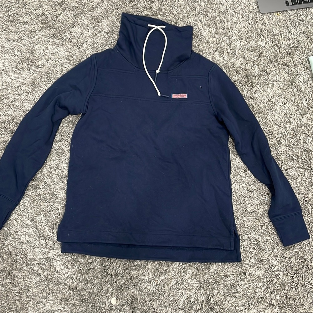 vineyard vines navy blue funnel neck shep shirt